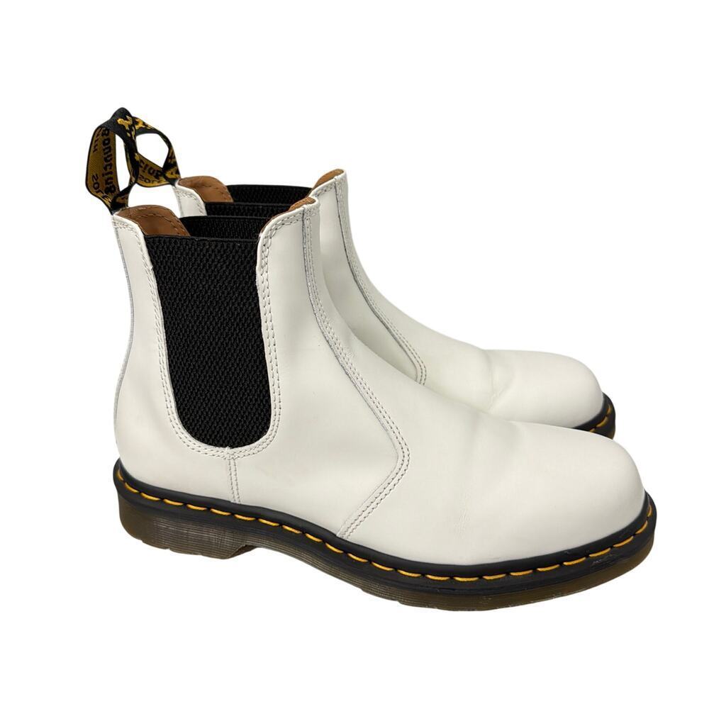 Dr Martens Boots Womens Size 10 White Leather Chelsea Grunge Punk 2976 YS